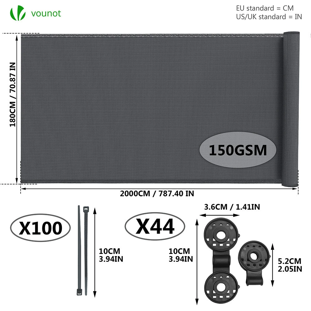 Brise Vue Occultant En HDPE 150g/m² 1.8x20m Avec Attaches De Fixation Anthracite(Brise Vue Occultant En Hdpe 150g M 1 8x20m Avec Attaches De Fixation Anthracite) 2 Brise Vue Occultant En HDPE 150g/m² 1.8x20m Avec Attaches De Fixation Anthracite(Brise Vue Occultant En Hdpe 150g M 1 8x20m Avec Attaches De Fixation Anthracite) – Image 2