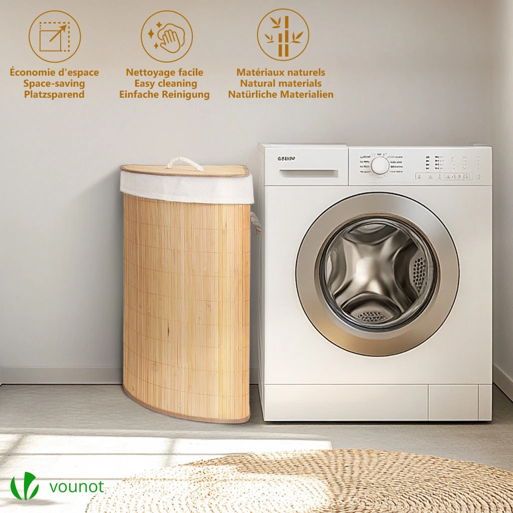 Panier A Linge En Bambou D’angle Avec Couvercle 58L(Panier A Linge En Bambou D Angle Avec Couvercle 58l) 2 Panier A Linge En Bambou D’angle Avec Couvercle 58L(Panier A Linge En Bambou D Angle Avec Couvercle 58l) – Image 2