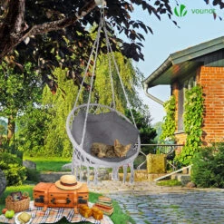 Fauteuil Suspendu Avec Coussin Gris(Fauteuil Suspendu Avec Coussin Gris) -Boutique Vounot 3