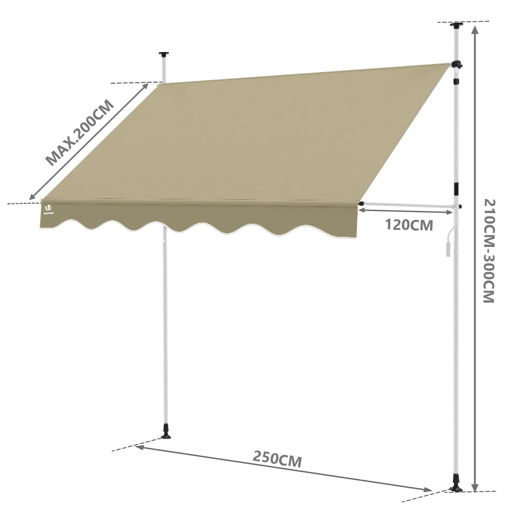 Auvent Retractable Manuel Sans Percage 250cm Beige(Auvent Retractable Manuel Sans Percage 250cm Beige) 3 Auvent Retractable Manuel Sans Percage 250cm Beige(Auvent Retractable Manuel Sans Percage 250cm Beige) – Image 3