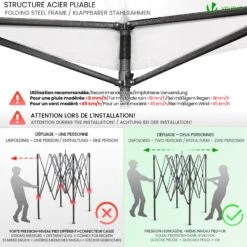 Tonnelle De Jardin Renforcée 3x3m Pliable Avec 4 Parois Et Sac De Transport A Roulette Blanche(Tonnelle De Jardin Renforcee 3x3m Pliable Avec 4 Parois Et Sac De Transport A Roulette Blanche) -Boutique Vounot 3 WaterproofRatingWarning ca0fc59b f281 41f6 9bcd acf9d0d69b1f