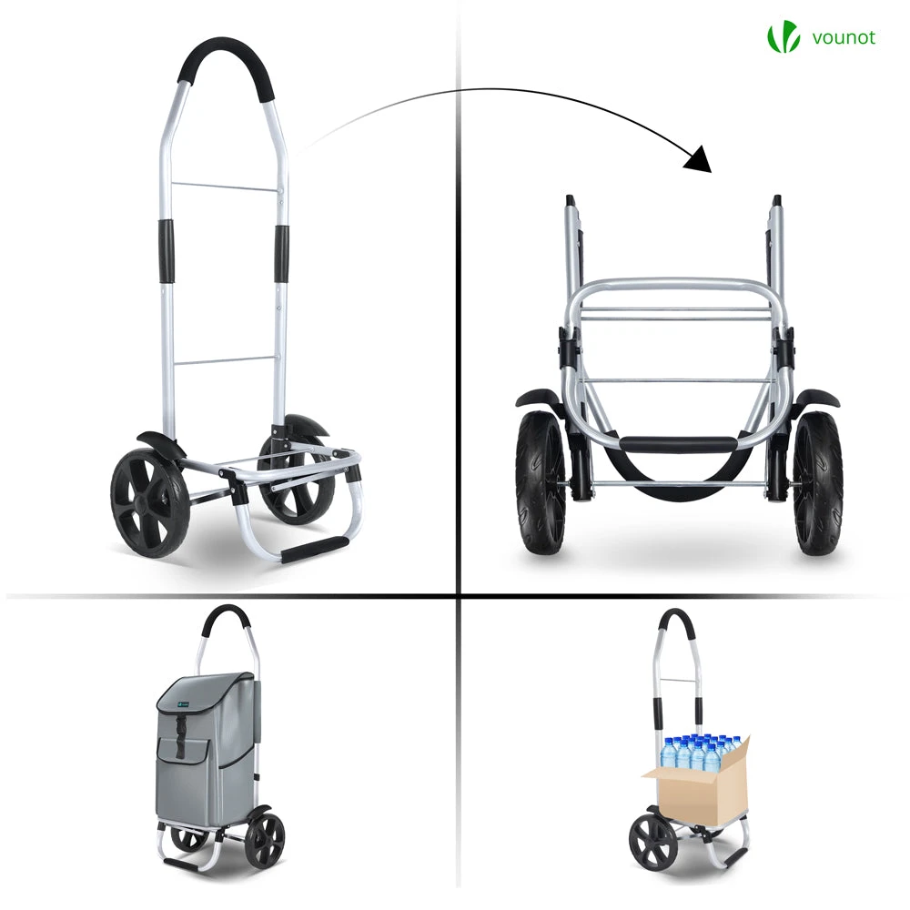 Chariot De Course Pliable Aluminium 2 Roues Gris(Chariot De Course Pliable Aluminium 2 Roues Gris) 3 Chariot De Course Pliable Aluminium 2 Roues Gris(Chariot De Course Pliable Aluminium 2 Roues Gris) – Image 3