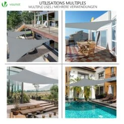 Voile D’ombrage Triangle Imperméable Polyester Avec Corde 5x5x5m Gris(Voile D Ombrage Triangle Impermeable Polyester Avec Corde 5x5x5m Gris) -Boutique Vounot 3 058978fd becc 4325 9f16 094e7ed37be9