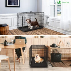 Cage Pour Chien Pliable Avec 2 Portes Verrouillable Plateau Amovible 92x58x64cm(Cage Pour Chien Pliable Avec 2 Portes Verrouillable Plateau Amovible 92x58x64cm) -Boutique Vounot 3 061912d2 6e3c 4b01 9ff8 78292641952f