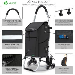 Chariot De Course Pliable Monte Escalier Aluminium Avec Crochets Noir(Chariot De Course Pliable Monte Escalier Aluminium Avec Crochets Noir 2) -Boutique Vounot 3 0f9308cb 2bd8 4403 a34b 3679b4573bc4