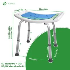 Siege De Douche Ergonomique A Hauteur Reglable En Aluminum HDPE Bleu(Siege De Douche Ergonomique A Hauteur Reglable En Aluminum Hdpe Bleu) -Boutique Vounot 3 1053a9a2 2f4d 4762 83d9 d61a33a348f5