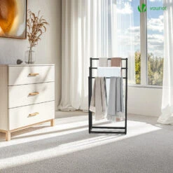 Porte Serviettes Sur Pied Autoportant 3 Niveaux Noir(Porte Serviettes Sur Pied Autoportant 3 Niveaux Noir) -Boutique Vounot 3 1381d410 5237 4ec1 890d adb36d888b02