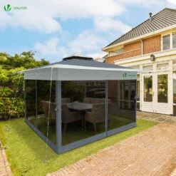 Tonnelle De Jardin Exterieure Pliable Avec Moustiquaire 3.6x3.6m Gris(Tonnelle De Jardin Exterieure Pliable Avec Moustiquaire 3 6x3 6m Gris) -Boutique Vounot 3 259e783b 66b8 4c47 8e5d 352413c3feea