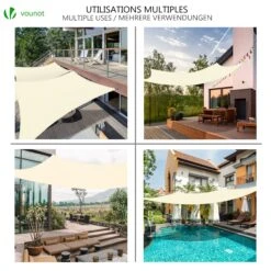 Voile D’ombrage Rectangulaire Imperméable Polyester Avec Corde 3x2m Beige(Voile D Ombrage Rectangulaire Impermeable Polyester Avec Corde 3x2m Beige) -Boutique Vounot 3 3799ffdb 3ef6 48ba 92d8 d6e7d196445c