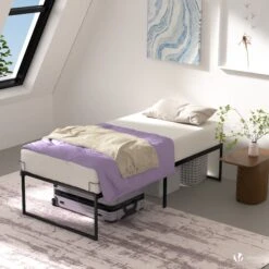 Cadre De Lit Metal Avec Fixation Sommier Et Hauteur 36cm 90x190cm Noir(Cadre De Lit Metal Avec Fixation Sommier Et Hauteur 36cm 90x190cm Noir) -Boutique Vounot 3 40e68d44 9626 49c5 8456 444f35845271