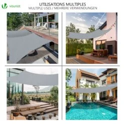 Voile D’ombrage Rectangulaire Imperméable Polyester Avec Corde 3x5m Gris(Voile D Ombrage Rectangulaire Impermeable Polyester Avec Corde 3x5m Gris) -Boutique Vounot 3 46eb023c 47ce 424f bd01 50e735a0b59a