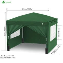 Tonnelle De Jardin 3x3m Pliable Avec Portes Et Fenêtres Vert(Tonnelle De Jardin 3x3m Pliable Avec Portes Et Fenetres Vert) -Boutique Vounot 3 5b9d551b 96ad 4503 9a78 60339e11144c