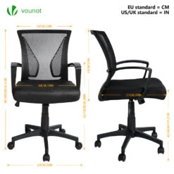 Fauteuil De Bureau Ergonomique Pivotant Avec Dossier Toile Respirant Noir(Fauteuil De Bureau Ergonomique Pivotant Avec Dossier Toile Respirant Noir) -Boutique Vounot 3 5e5745d3 d387 4967 8b07 b84050aaf62f