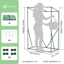 Serre De Jardin Serre Tomates Avec Grande Porte Enroulable Bache PE Renforcee 135g/m2 100x50x150cm Vert(Serre De Jardin Serre Tomates Avec Grande Porte Enroulable Bache Pe Renforcee 135g M2 100x50x150cm Vert) -Boutique Vounot 3 66e78353 b9c0 4302 8cf1 ba7428ef3e4b