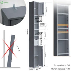 Meuble Rangement Salle De Bain Haut Colonne 180x20x20cm MDF Gris(Meuble Rangement Salle De Bain Haut Colonne 180x20x20cm Mdf Gris) -Boutique Vounot 3 6984d20e 207e 43d3 bb25 6a2a4bb3fd65