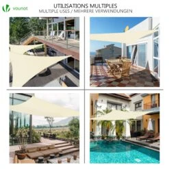 Voile D’ombrage Triangle Imperméable Polyester Avec Corde 5x5x5m Beige(Voile D Ombrage Triangle Impermeable Polyester Avec Corde 5x5x5m Beige) -Boutique Vounot 3 6b384351 806b 48ee ba3f 1136e0bcb8b4