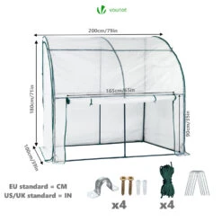 Serre De Jardin Hivernage Murale Adossee Avec Bache PE 200x100x180cm Blanc(Serre De Jardin Hivernage Murale Adossee Avec Bache Pe 200x100x180cm Blanc) -Boutique Vounot 3 6f0c0c4f 7a00 47aa b363 b3375d492d0b