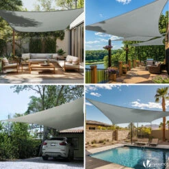 Voile D'ombrage Rectangulaire En Polyester Imperméable Avec Kit De Montage 3x4m Gris(Voile Dombrage Rectangulaire En Polyester Impermeable Avec Kit De Montage 3x4m Gris 1) -Boutique Vounot 3 6f856fe0 789d 41ee 9983 38dbcfe5ab9f