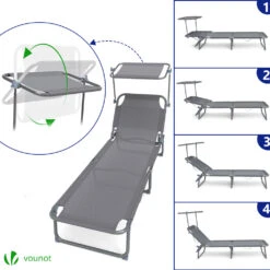 Transat Pare Soleil Textilene Et Range Magazine Lot De 2 Pcs Gris(Transat Pare Soleil Textilene Et Range Magazine Lot De 2 Pcs Gris) -Boutique Vounot 3 749f9201 f7ae 494e 909d 72b66c4194d8