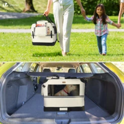 Sac Transport Pliable Chien Chat Caisse Cage Portable 60x44x44cm Beige(Sac Transport Pliable Chien Chat Caisse Cage Portable 60x44x44cm Beige) -Boutique Vounot 3 7d209476 7b29 4f43 bdd8 714456eb614a