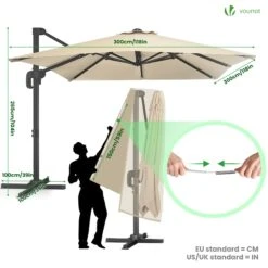Parasol Deporte Inclinable Premium Carre Avec Housse Protection 3x3m Beige(Parasol Deporte Inclinable Premium Carre Avec Housse Protection 3x3m Beige 1) -Boutique Vounot 3 86e1b3bd 3510 467d 9ad2 9b1f54462719