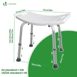 Siege De Douche Ergonomique A Hauteur Reglable En Aluminum HDPE Blanc(Siege De Douche Ergonomique A Hauteur Reglable En Aluminum Hdpe Blanc) -Boutique Vounot 3 9bb91636 7ae3 4144 987f 65a616fbbdca