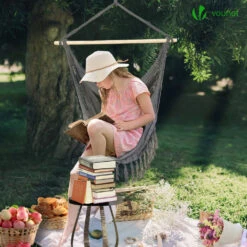 Chaise suspendue hamac Avec 2 Oreillers Gris(Chaise Suspendue Hamac Avec 2 Oreillers Gris) -Boutique Vounot 3 9f48b479 980d 4556 8b40 c1babb1d5606