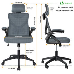 Fauteuil De Bureau Ergonomique Pivotant Avec Appui Tête Et Dossier Toile Respirant Gris(Fauteuil De Bureau Ergonomique Pivotant Avec Appui Tete Et Dossier Toile Respirant Gris) -Boutique Vounot 3 aa80b10f 23fc 4e1d 9717 ce9aec634706
