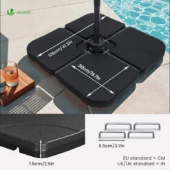 Lot De 4 Dalles Lestage Parasol HDPE 60L Eau - 100kg Sable Noires(Lot De 4 Dalles Lestage Parasol Hdpe 60l Eau 100kg Sable Noires) -Boutique Vounot 3 b2d00910 4e93 488d 8925 5c3c79b869c9