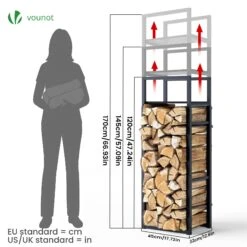 Range Bûche Vertical Télescopique Pour Cheminée Avec étagère De MDF 45x32x170cm Acier Noir(Range Buche Vertical Telescopique Pour Cheminee Avec Etagere De Mdf 45x32x170cm Acier Noir) -Boutique Vounot 3 c3187623 1985 46eb 8988 6b5bbe63951a