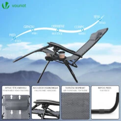 Lot De 2 Chaise Longue Inclinable En Textilene Avec Table D'appoint Porte Gobelet Et Portable Gris(Lot De 2 Chaise Longue Inclinable En Textilene Avec Table D Appoint Porte Gobelet Et Portable Gris) -Boutique Vounot 3 c3b0dffc 3a3a 4028 b0bb 6aa1547df796