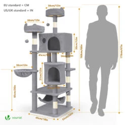 Arbre A Chat Grande Taille 5 Niveaux Avec Griffoir Grattoir 168cm Gris(Arbre A Chat Grande Taille 5 Niveaux Avec Griffoir Grattoir 168cm Gris) -Boutique Vounot 3 c9c0349e 5ca0 41ec bb28 b64d60712794