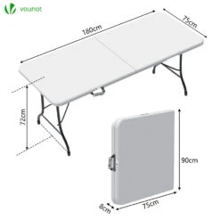 Table De Camping Pique Nique Pliable 180cm HDPE Blanc(Table De Camping Pique Nique Pliable 180cm Hdpe Blanc) -Boutique Vounot 3 d58707be 2e1e 4f56 887f cdd8052ab764