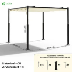 Pergola Retractable 3x3m En Metal Et Toile Polyester Haute Densite 180g/m2 Beige(Pergola Retractable 3x3m En Metal Et Toile Polyester Haute Densite 180g M2 Beige 1) 9 Pergola Retractable 3x3m En Metal Et Toile Polyester Haute Densite 180g/m2 Beige(Pergola Retractable 3x3m En Metal Et Toile Polyester Haute Densite 180g M2 Beige 1) -Boutique Vounot 3 e3326f72 6d3c 4a4f b60d f8207ca79fad