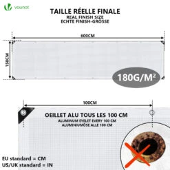 Bâche De Protection En Polyéthylène Resistant Et Impermeable 180g/m² Blanche 1.5x6m(Bache De Protection En Polyethylene Resistant Et Impermeable 180g M Blanche 1 5x6m) -Boutique Vounot 4 1.5 6m
