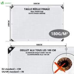 Bâche De Protection En Polyéthylène Resistant Et Impermeable 180g/m² Blanche 2x3m(Bache De Protection En Polyethylene Resistant Et Impermeable 180g M Blanche 2x3m) -Boutique Vounot 4 2 3m