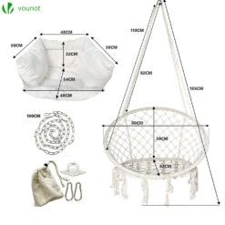 Fauteuil Suspendu Avec Coussin Beige(Fauteuil Suspendu Avec Coussin Beige) 10 Fauteuil Suspendu Avec Coussin Beige(Fauteuil Suspendu Avec Coussin Beige) -Boutique Vounot 4