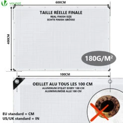 Bâche De Protection En Polyéthylène Resistant Et Impermeable 180g/m² Blanche 4x6m(Bache De Protection En Polyethylene Resistant Et Impermeable 180g M Blanche 4x6m) -Boutique Vounot 4 4 6m