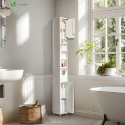 Meuble Rangement Salle De Bain Haut Colonne 180x20x20cm MDF Blanc(Meuble Rangement Salle De Bain Haut Colonne 180x20x20cm Mdf Blanc) -Boutique Vounot 4 077ac52f 1a38 4ff8 8209 016c3e2e4a33