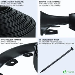 Bordure De Jardin PVC Flexible 40m Avec Piquets Noir(Bordure De Jardin Pvc Flexible 40m Avec Piquets Noir) -Boutique Vounot 4 11b48d6d 4b59 478f 9573 f800ac37d03a