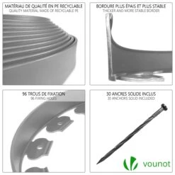 Bordure De Jardin Plastique Flexible 10m Avec Piquets Gris(Bordure De Jardin Plastique Flexible 10m Avec Piquets Gris) -Boutique Vounot 4 1c967932 b923 4cea ad08 190c67247116