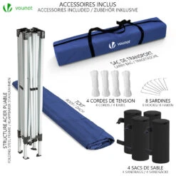 Tonnelle De Jardin 3x3m Pliable Bleu Avec Sac De Transport(Tonnelle De Jardin 3x3m Pliable Bleu Avec Sac De Transport) -Boutique Vounot 4 1db77555 a652 4f13 9a1b 56b7740d1733