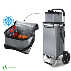 Chariot De Course Pliable Aluminium 2 Roues Avec Sac Isotherme Gris(Chariot De Course Pliable Aluminium 2 Roues Avec Sac Isotherme Gris) -Boutique Vounot 4 1e6f39b0 58fc 4915 b4e7 3d7a238192a0