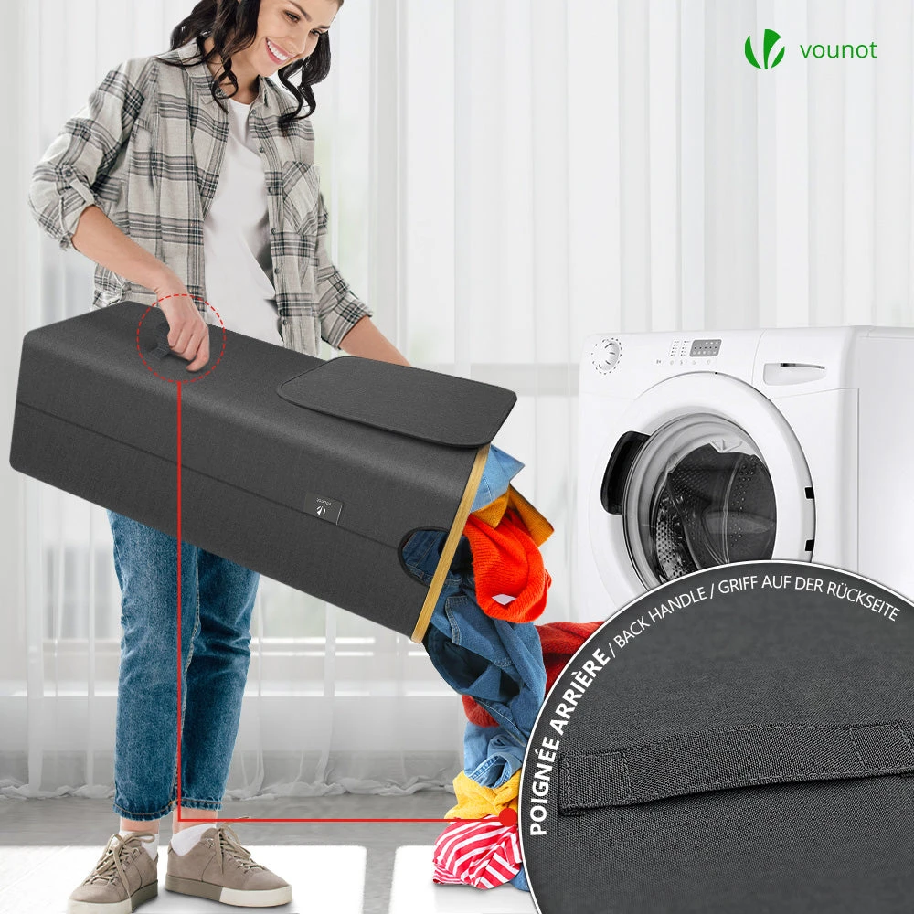 Panier A Linge Pliable 100L Avec Sac Intérieur Cadre Bambou Et Couvercle Gris(Panier A Linge Pliable 100l Avec Sac Interieur Cadre Bambou Et Couvercle Gris) 4 Panier A Linge Pliable 100L Avec Sac Intérieur Cadre Bambou Et Couvercle Gris(Panier A Linge Pliable 100l Avec Sac Interieur Cadre Bambou Et Couvercle Gris) – Image 4