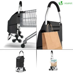 Chariot De Course Pliable Monte Escalier Aluminium Avec Crochets Noir(Chariot De Course Pliable Monte Escalier Aluminium Avec Crochets Noir 2) -Boutique Vounot 4 25fe8f1b 8936 450d 9e84 29fd9d5adb94