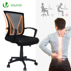 Fauteuil De Bureau Ergonomique Pivotant Avec Dossier Toile Respirant Noir(Fauteuil De Bureau Ergonomique Pivotant Avec Dossier Toile Respirant Noir) -Boutique Vounot 4 297cce94 1548 46ad a3d6 9d74e29f9f31