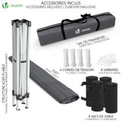 Tonnelle De Jardin 3x3m Pliable Grise Avec Sac De Transport(Tonnelle De Jardin 3x3m Pliable Grise Avec Sac De Transport) -Boutique Vounot 4 2b7c282e b234 4eb8 b0d0 634da5b46691