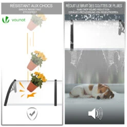 Auvent De Porte Marquise 200x80 Cm Transparent En Polycarbonate Anti UV Noir(Auvent De Porte Marquise 200x80 Cm Transparent En Polycarbonate Anti Uv Noir 1) -Boutique Vounot 4 316a1a7d c413 471a 95b6 f8904069e076