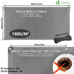 Bâche De Protection En Polyéthylène Resistant Et Impermeable 180g/m² Gris Et Noir 4x8m(Bache De Protection En Polyethylene Resistant Et Impermeable 180g M Gris Et Noir 4x8m) -Boutique Vounot 4 32cdcd42 a619 4663 b7ff c59bd025721e