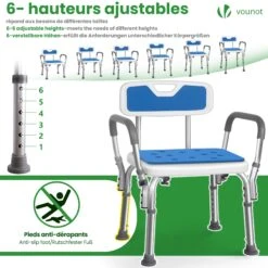 Chaise De Douche Avec Accoudoir Et Dossier Ergonomique A Hauteur Reglable En Aluminum HDPE Bleu(Chaise De Douche Avec Accoudoir Et Dossier Ergonomique A Hauteur Reglable En Aluminum Hdpe Bleu) -Boutique Vounot 4 3a9b62c4 40c4 4421 99bb b278d1e876f6